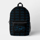 Blue Lobster Sea Animal Simple Kontur Zeichn Art Bedruckter Rucksack (Vorderseite)