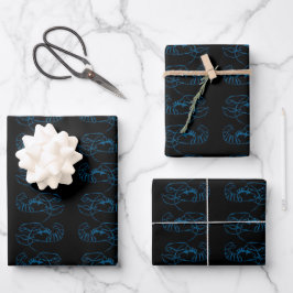 Blue Lobster Sea Animal Simple Kontur Zeichn Art Geschenkpapier Set