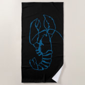 Blue Lobster Sea Animal Simple Kontur Zeichn Art Strandtuch (Vorderseite)