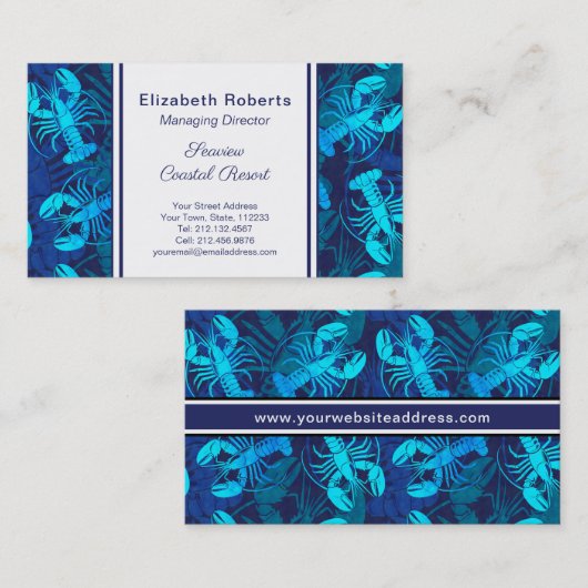 Blue Lobster Seafood Restaurant oder Coastort Reso Visitenkarte (Vorne/Hinten)