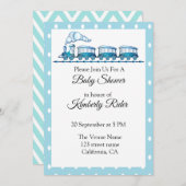 Blue Locomotive Baby Shower Einladungen (Vorne/Hinten)