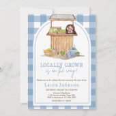 Blue Locwn Grown Bauern Market Baby Shower Einladung (Vorderseite)