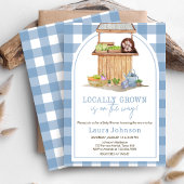 Blue Locwn Grown Bauern Market Baby Shower Einladung