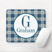 Blue Lodge Kariert Monogramm Personalisiert Mousepad (Mit Mouse)