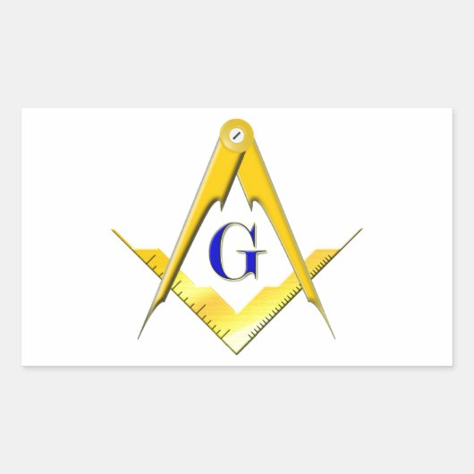 Blue Lodge Square & Compasses Rechteckiger Aufkleber (Vorderseite)