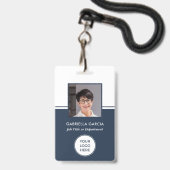 Blue Logo Company QR Code Foto ID Abzeichen Ausweis (Vorderseite mit Lanyard)
