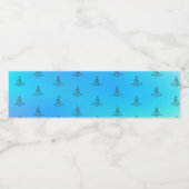 Blue Logo Pattern Church Water Label Wasserflaschenetikett (Einzelnes Label)