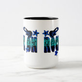 Blue Logo Rock On Gitarren & Stars Tasse (Mittel)