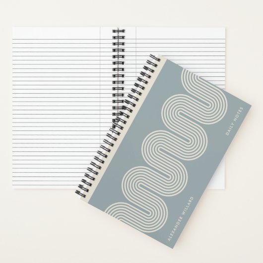 Blue Lombard Wavy Lines Modern Custom Notebook Notizblock (Innen)