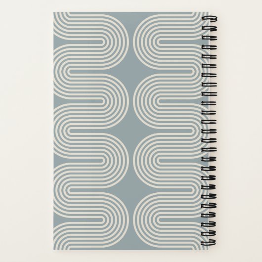 Blue Lombard Wavy Lines Modern Custom Notebook Notizblock (Rückseite)