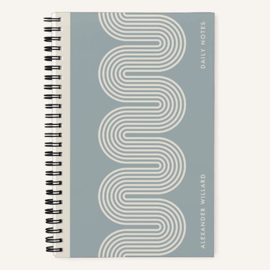 Blue Lombard Wavy Lines Modern Custom Notebook Notizblock (Vorderseite)