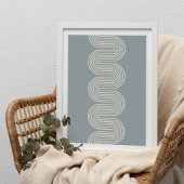 Blue Lombard Wavy Lines Modern Minimal Art Print Poster