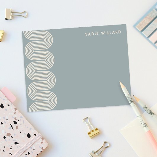 Blue Lombard Wavy Lines Modern Stationery Card Mitteilungskarte