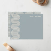 Blue Lombard Wavy Lines Modern Stationery Card Mitteilungskarte (Vorderseite/Rückseite Beispiel)
