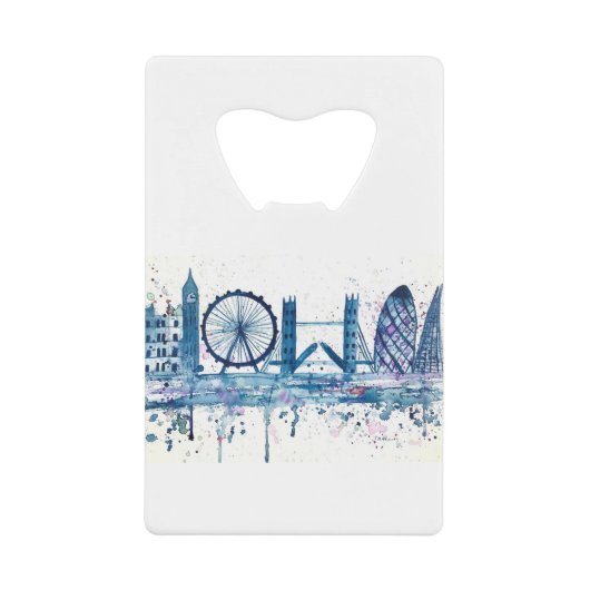 Blue London Skyline Geldbeutel Flaschenöffner (Vorderseite)
