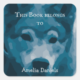 Blue Lone Wolf Dieses Buch gehört Quadratischer Aufkleber