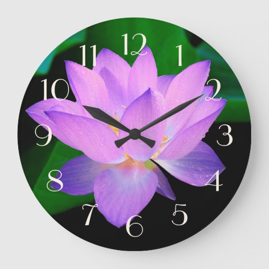 Blue Lotus Beautiful Purple Flower Große Wanduhr (Vorderseite)