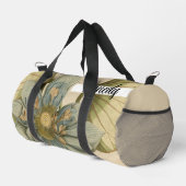 Blue Lotus Blume auf Tan Hintergrund mit Schreiben Duffle Bag (Rechte Ecke)