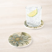 Blue Lotus Blume auf Tan Hintergrund mit Schreiben Getränkeuntersetzer (Seite)