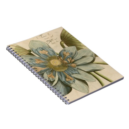 Blue Lotus Blume auf Tan Hintergrund mit Schreiben Notizblock (Rechte Seite)