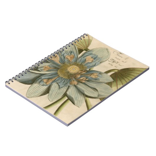 Blue Lotus Blume auf Tan Hintergrund mit Schreiben Notizblock (Linke Seite)