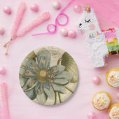 Blue Lotus Blume auf Tan Hintergrund mit Schreiben Pappteller (Party)