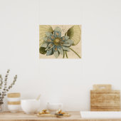 Blue Lotus Blume auf Tan Hintergrund mit Schreiben Poster (Küche)