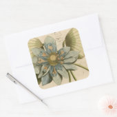 Blue Lotus Blume auf Tan Hintergrund mit Schreiben Quadratischer Aufkleber (Umschlag)