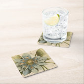 Blue Lotus Blume auf Tan Hintergrund mit Schreiben Rechteckiger Pappuntersetzer (Vor Ort)