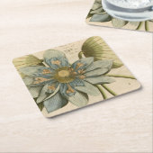 Blue Lotus Blume auf Tan Hintergrund mit Schreiben Rechteckiger Pappuntersetzer (angewinkelt)