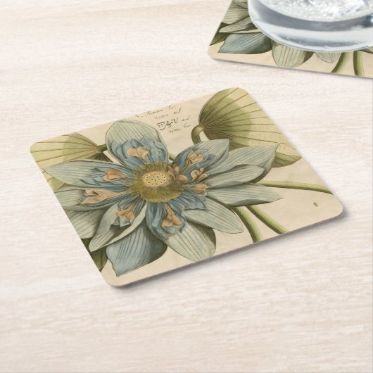 Blue Lotus Blume auf Tan Hintergrund mit Schreiben Rechteckiger Pappuntersetzer (angewinkelt)