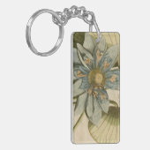 Blue Lotus Blume auf Tan Hintergrund mit Schreiben Schlüsselanhänger (Vorderseite links)