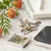 Blue Lotus Blume auf Tan Hintergrund mit Schreiben Schlüsselanhänger (Seite)