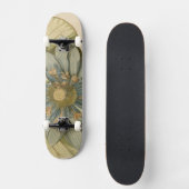 Blue Lotus Blume auf Tan Hintergrund mit Schreiben Skateboard (Vorderseite)