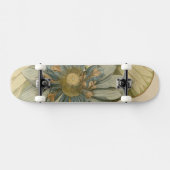 Blue Lotus Blume auf Tan Hintergrund mit Schreiben Skateboard (Horizontal)