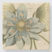 Blue Lotus Blume auf Tan Hintergrund mit Schreiben Steinuntersetzer (Vorderseite)