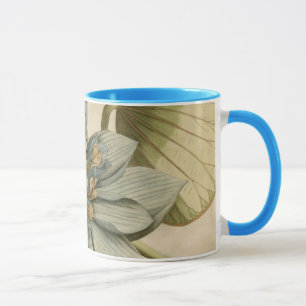 Blue Lotus Blume auf Tan Hintergrund mit Schreiben Tasse