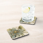 Blue Lotus Blume auf Tan Hintergrund mit Schreiben Untersetzer (Rechte Seite)