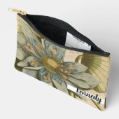 Blue Lotus Blume auf Tan Hintergrund mit Schreiben Zubehörtasche (Offen)