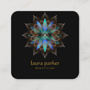 Blue Lotus Blume Heiltherapie Yoga Holistisch Quadratische Visitenkarte