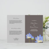 Blue lotus Blume Modernes Hochzeitsprogramm (Stehend Vorderseite)