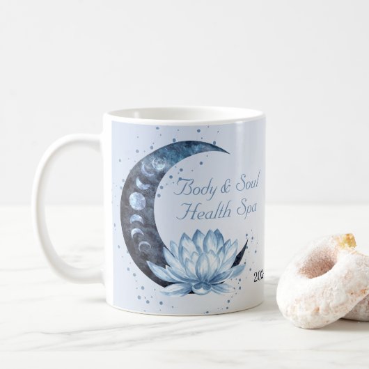 Blue Lotus Blume Moon Business Name Kaffeetasse (Mit Donut)