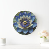 Blue Lotus Blume Spirituelle Kunst Große Wanduhr (Zuhause)