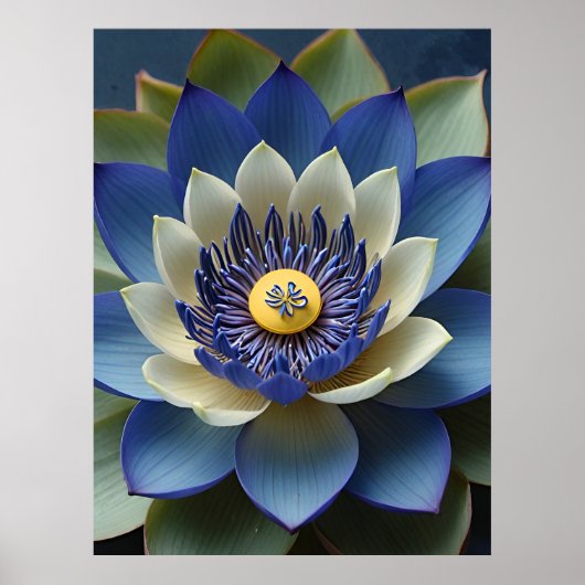 Blue Lotus Blume Spirituelle Kunst Poster (Vorne)