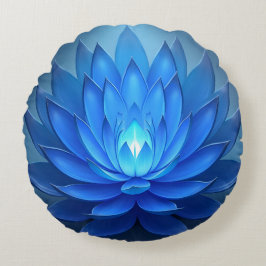 Blue Lotus Blume Spirituelle Kunst Rundes Kissen