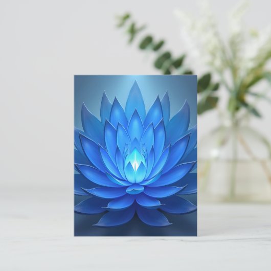Blue Lotus Blume Spirituelle Zen Art Postkarte (Stehend Vorderseite)