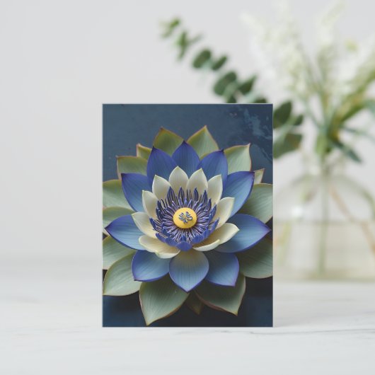 Blue Lotus Blume Spirituelle Zen Art Postkarte (Stehend Vorderseite)