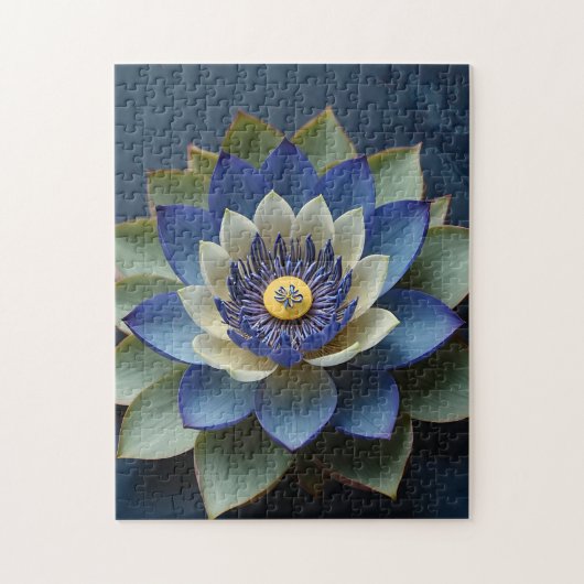 Blue Lotus Blume Spirituelle Zen Art Puzzle (Vertikal)