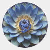 Blue Lotus Blume Spirituelle Zen Art Runder Aufkleber (Vorderseite)