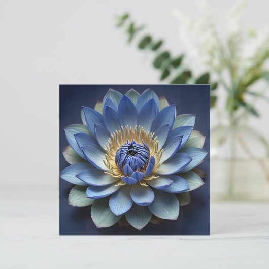 Blue Lotus Blume Spirituelle Zen Kunst Personalisi Dankeskarte (Stehend Vorderseite)